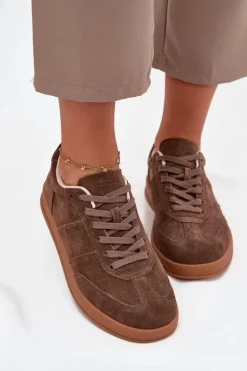 Zamszowe Sneakersy Damskie Big Star SS274676 HI-POLY SYSTEM Brązowe