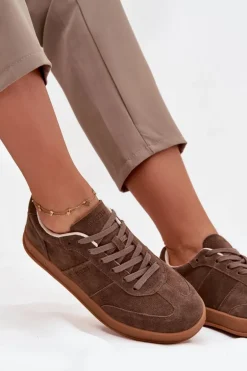 Zamszowe Sneakersy Damskie Big Star SS274676 HI-POLY SYSTEM Brązowe