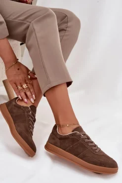 Zamszowe Sneakersy Damskie Big Star SS274676 HI-POLY SYSTEM Brązowe