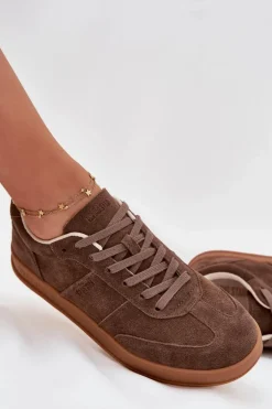 Zamszowe Sneakersy Damskie Big Star SS274676 HI-POLY SYSTEM Brązowe