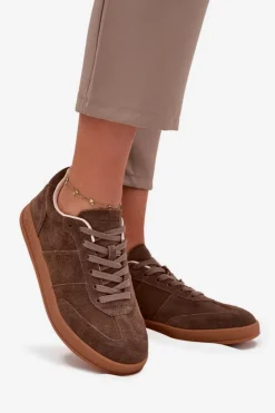 Zamszowe Sneakersy Damskie Big Star SS274676 HI-POLY SYSTEM Brązowe