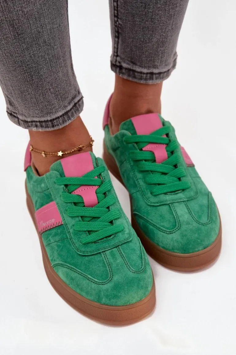 Zamszowe Sneakersy Damskie Vinceza 79576 Zielone