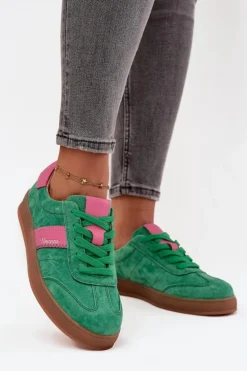 Zamszowe Sneakersy Damskie Vinceza 79576 Zielone