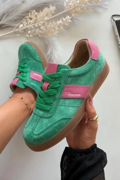 Zamszowe Sneakersy Damskie Vinceza 79576 Zielone