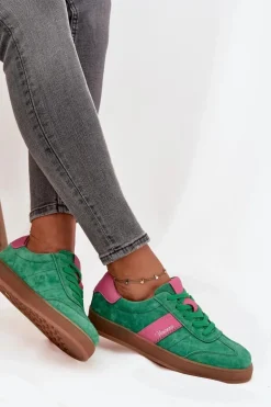 Zamszowe Sneakersy Damskie Vinceza 79576 Zielone