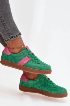 Zamszowe Sneakersy Damskie Vinceza 79576 Zielone