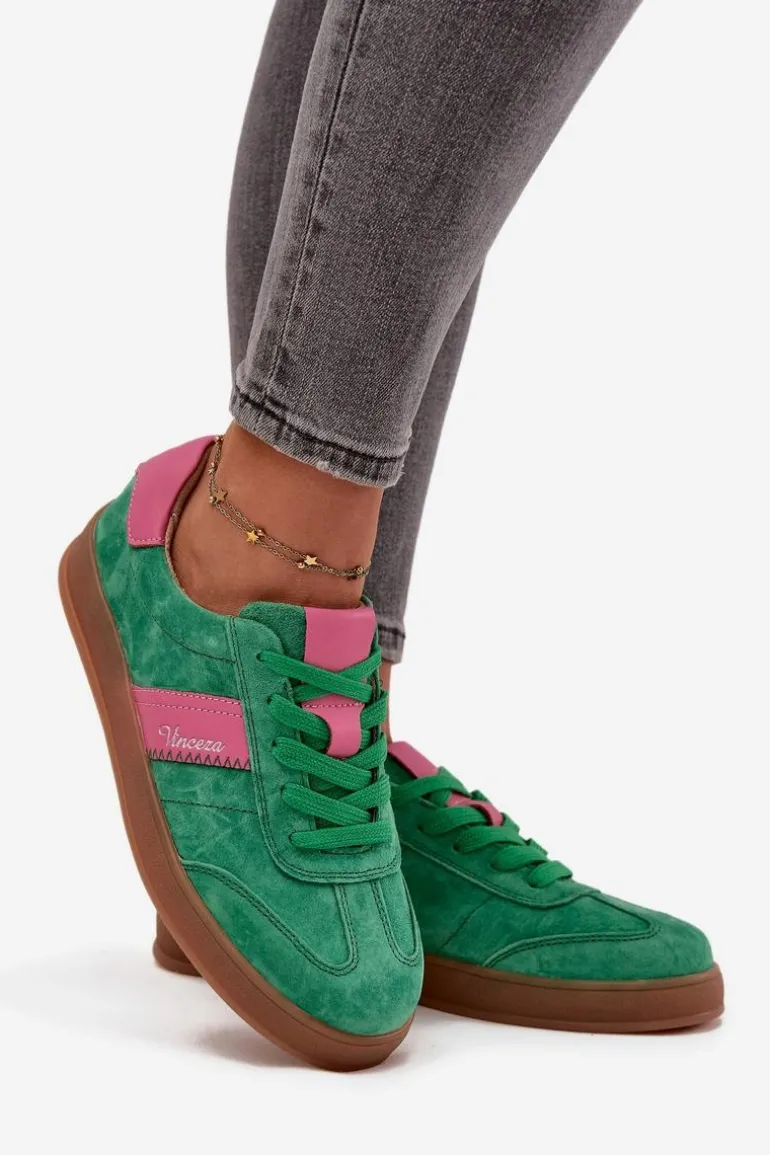 Zamszowe Sneakersy Damskie Vinceza 79576 Zielone