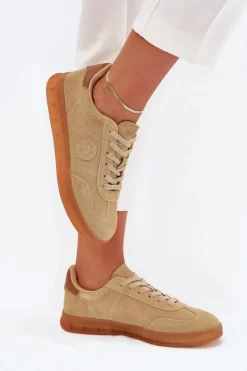 Zamszowe Sneakersy Damskie Big Star RR274849 HI-POLY SYSTEM Beżowe