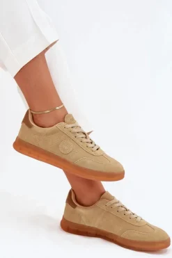 Zamszowe Sneakersy Damskie Big Star RR274849 HI-POLY SYSTEM Beżowe