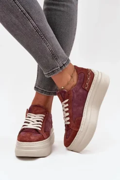 Zamszowe Sneakersy Na Masywnej Platformie Zazoo N1270S3 Fioletowe