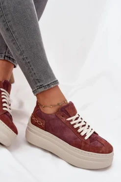 Zamszowe Sneakersy Na Masywnej Platformie Zazoo N1270S3 Fioletowe