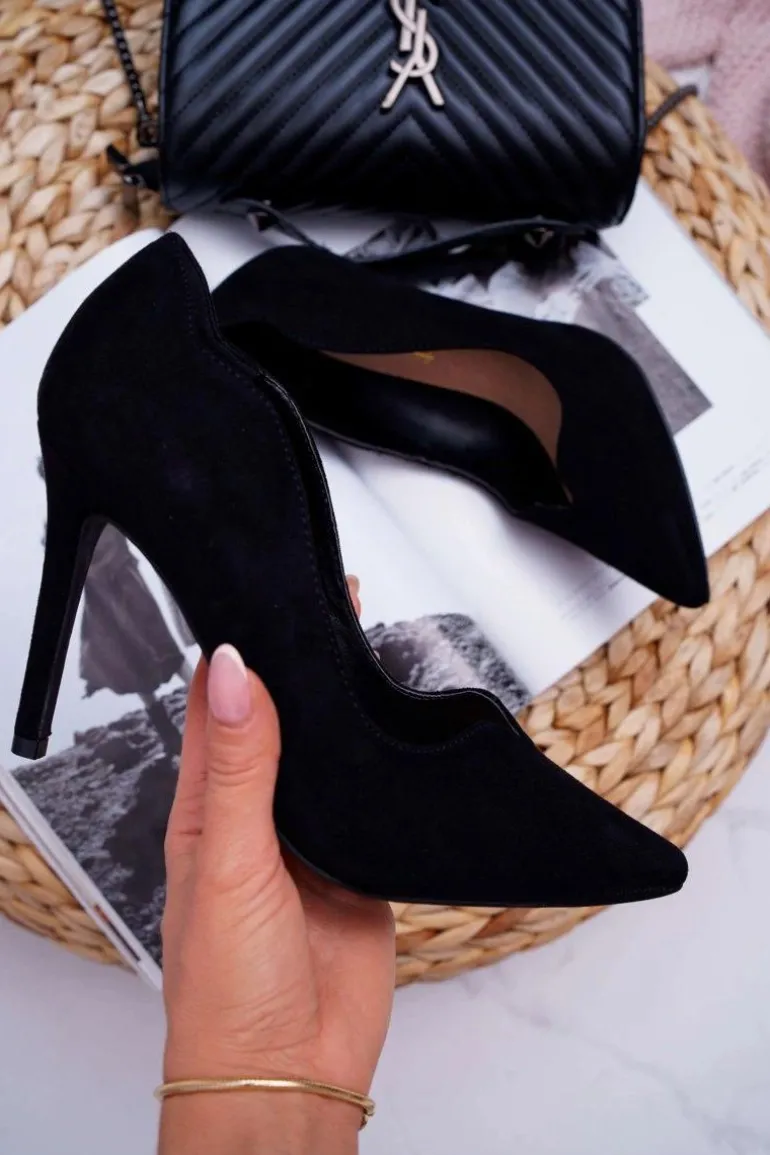 Zamszowe Szpilki S.Barski L65-1 Czarne