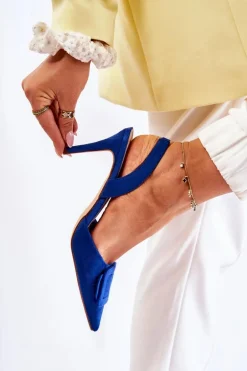 Zamszowe Szpilki Z Noskiem W Szpic Ciemnoniebieskie Emberly