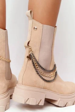 Zamszowe Sztyblety Workery Lewski Shoes 2998-0 Piaskowe