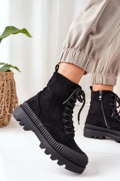 Zamszowe Trapery Na Platformie Czarne Here I Am