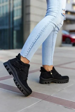 Zamszowe Wiosenne Botki Trapery Na Suwak Czarne Remgate