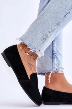 Zamszowe Wygodne Mokasyny Czarne Giovana