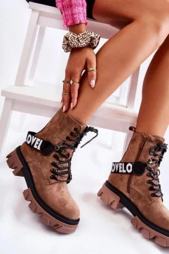 Zamszowe Wysokie Botki Z Ociepleniem Brązowe Danity