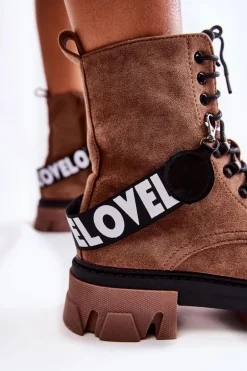 Zamszowe Wysokie Botki Z Ociepleniem Brązowe Danity