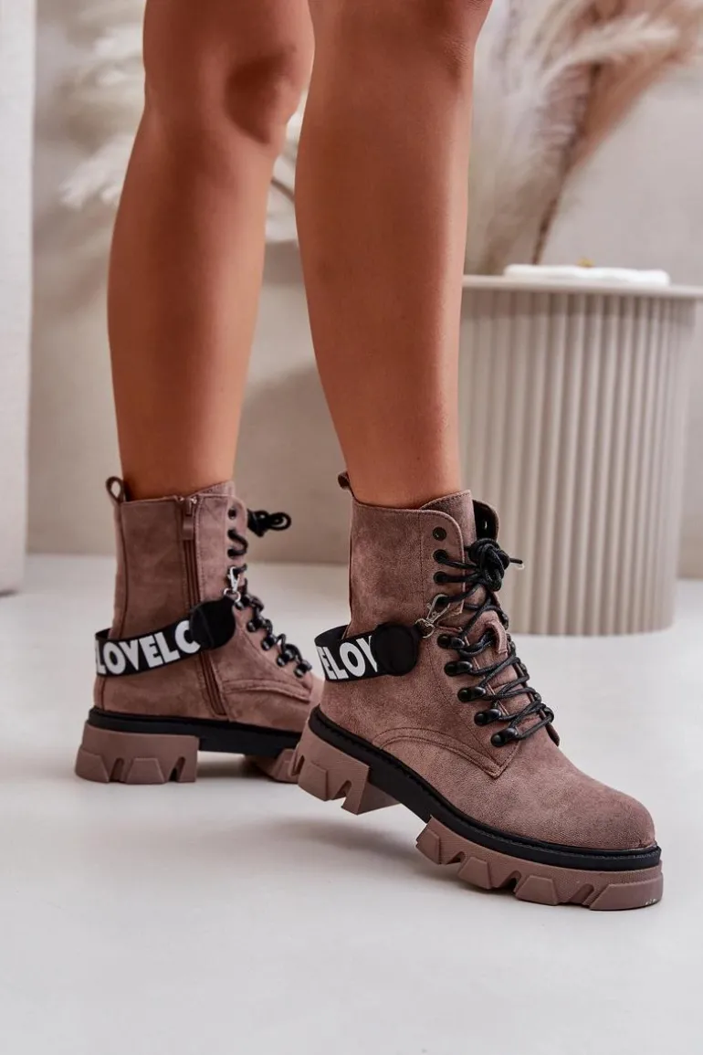 Zamszowe Wysokie Botki Z Ociepleniem Jasnobrązowe Danity