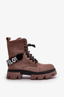 Zamszowe Wysokie Botki Z Ociepleniem Jasnobrązowe Danity