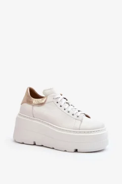 Zazoo 10165 Buty Sportowe Damskie Na Masywnej Platformie Białe