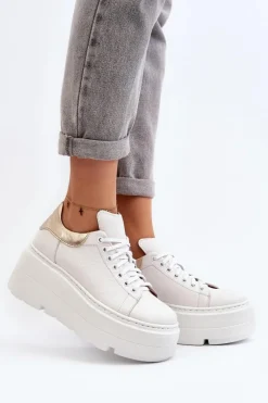 Zazoo 10165 Buty Sportowe Damskie Na Masywnej Platformie Białe