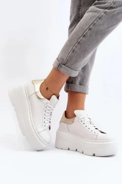 Zazoo 10165 Buty Sportowe Damskie Na Masywnej Platformie Białe