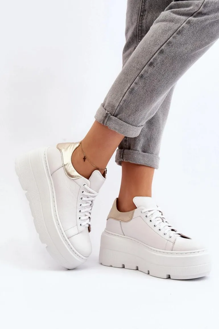 Zazoo 10165 Buty Sportowe Damskie Na Masywnej Platformie Białe