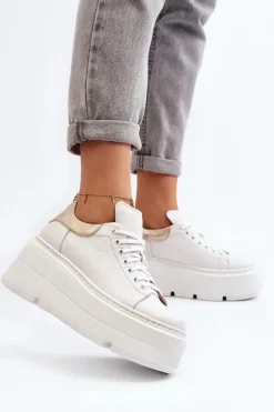 Zazoo 10165 Buty Sportowe Damskie Na Masywnej Platformie Białe