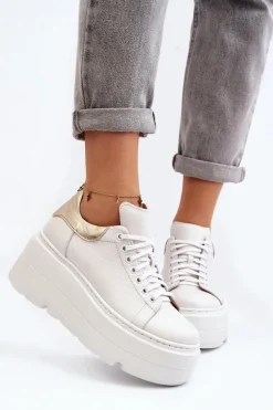 Zazoo 10165 Buty Sportowe Damskie Na Masywnej Platformie Białe