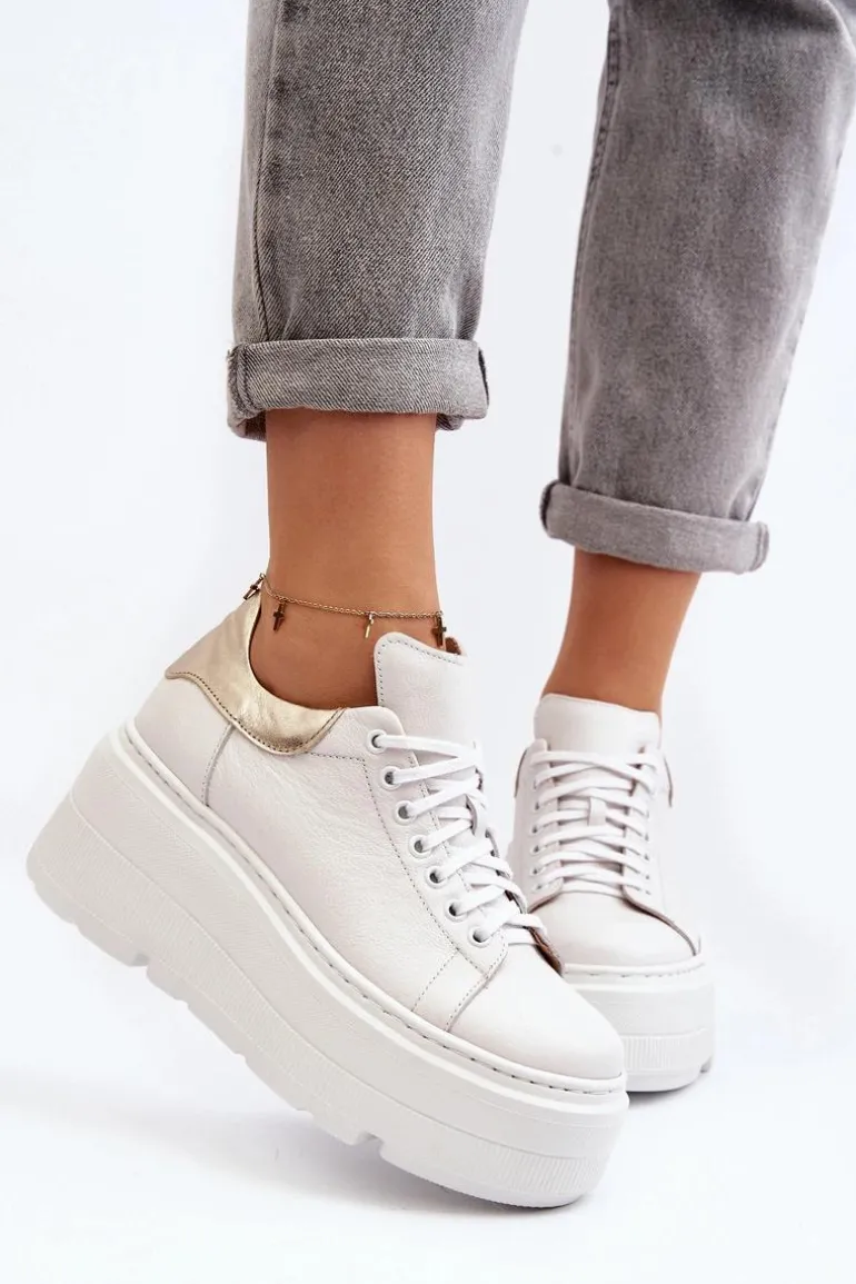 Zazoo 10165 Buty Sportowe Damskie Na Masywnej Platformie Białe