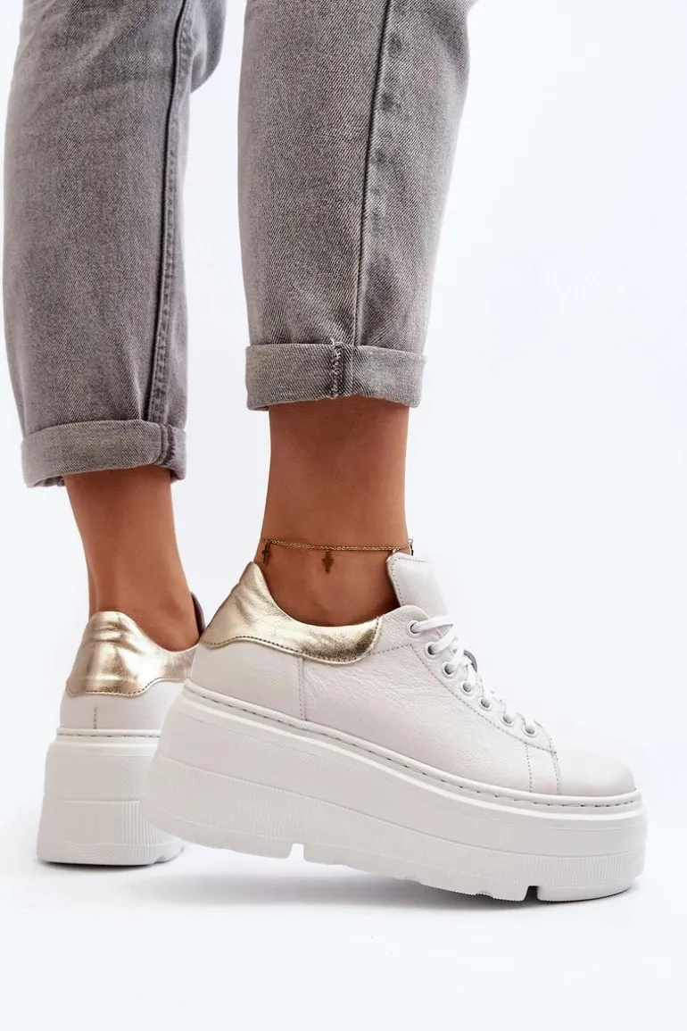 Zazoo 10165 Buty Sportowe Damskie Na Masywnej Platformie Białe