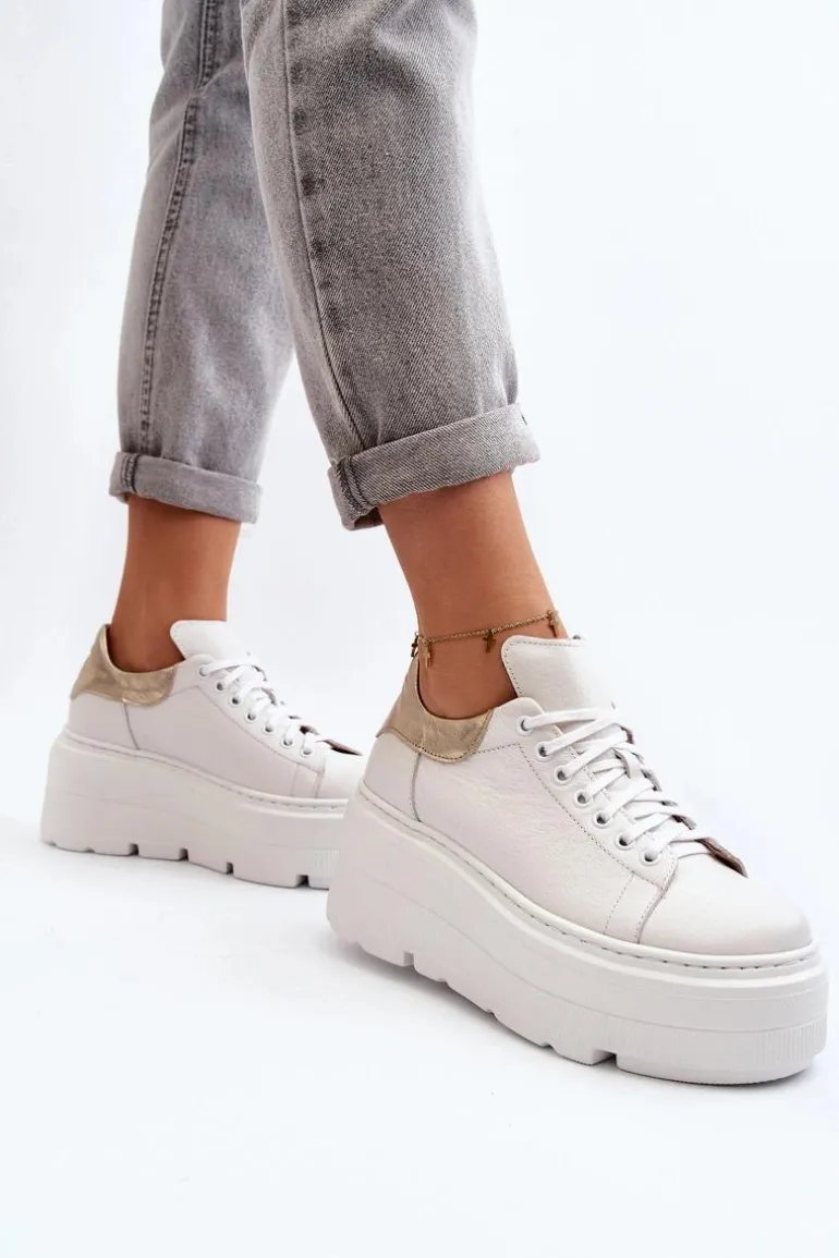 Zazoo 10165 Buty Sportowe Damskie Na Masywnej Platformie Białe