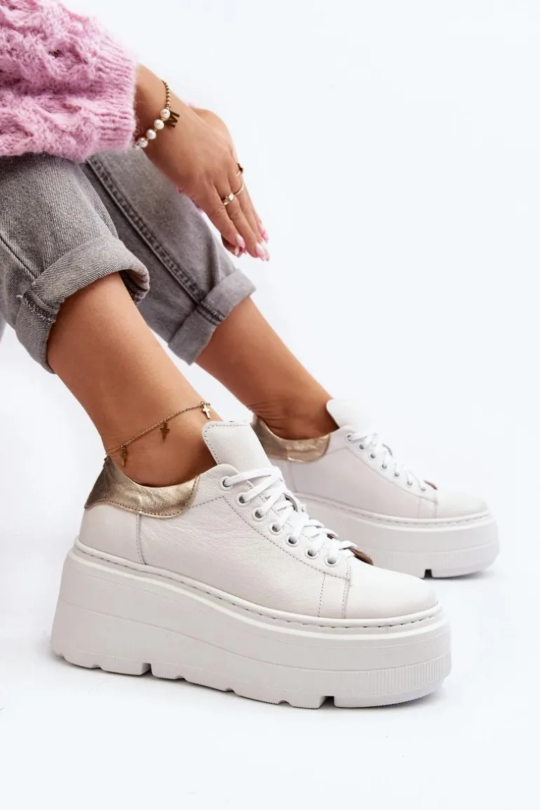 Zazoo 10165 Buty Sportowe Damskie Na Masywnej Platformie Białe