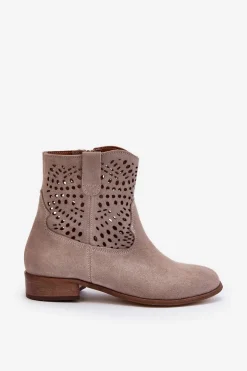 Zazoo 3305/2 Damskie Ażurowe Botki Cappuccino