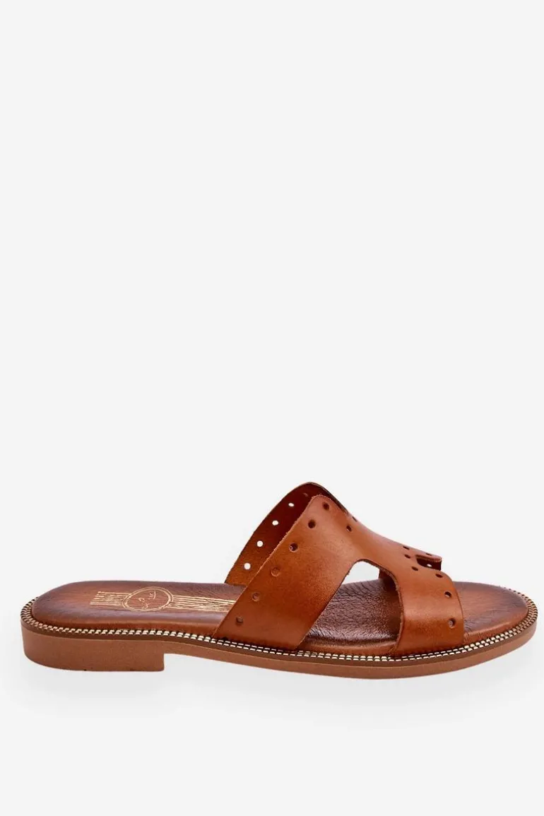 Zazoo 40326 Damskie Klapki Z Ozdobnymi Wycięciami Brązowe