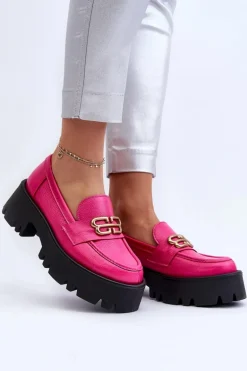 Zazoo 20164 Damskie Loafersy Ze Skóry Naturalnej Fuksja