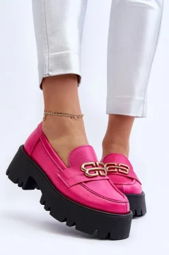 Zazoo 20164 Damskie Loafersy Ze Skóry Naturalnej Fuksja