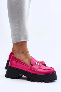 Zazoo 20164 Damskie Loafersy Ze Skóry Naturalnej Fuksja