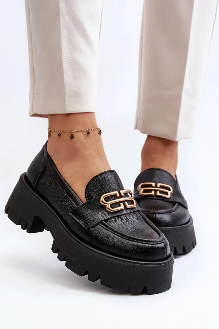 Zazoo 20164 Damskie Loafersy Ze Skóry Naturalnej Czarne