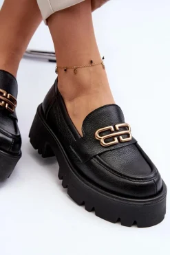 Zazoo 20164 Damskie Loafersy Ze Skóry Naturalnej Czarne