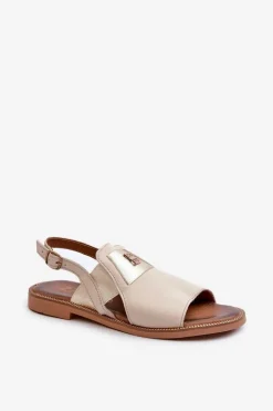 Zazoo 40385 Damskie Skórzane Sandały Beżowe