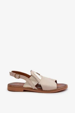 Zazoo 40385 Damskie Skórzane Sandały Beżowe