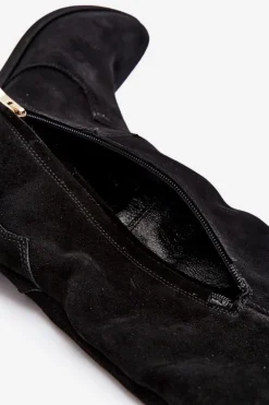 Zazoo 3427 Damskie Zamszowe Kozaki Kowbojki Czarne