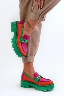 Zazoo 3476 Mokasyny Skórzane Damskie Zielone