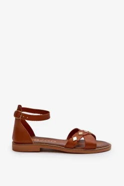 Zazoo 40378 Płaskie Skórzane Sandały Damskie Brązowe