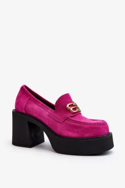 Zazoo 20170 Półbuty Zamszowe Damskie Na Słupku Fuksja