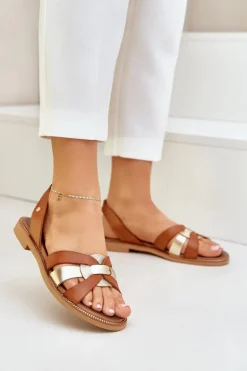 Zazoo 40382 Sandały Damskie Skórzane Brązowe