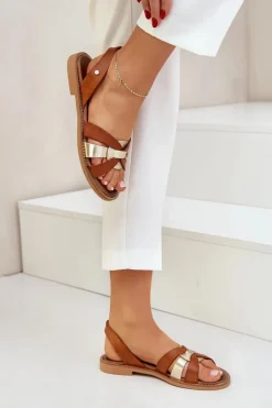 Zazoo 40382 Sandały Damskie Skórzane Brązowe